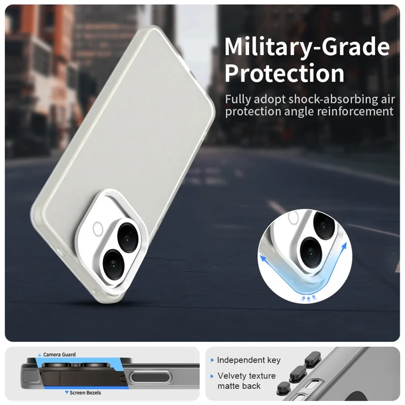 For vivo V60 Lite 5G / V60 Lite 4G Case PC + TPU + PET Matte Anti-Drop Phone Back Cover - White