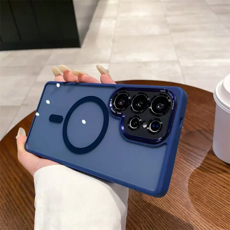 For Samsung Galaxy S25 Ultra Magnetic Case TPU + Acrylic Hybrid Phone Shell - Blue