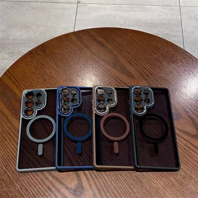 For Samsung Galaxy S25 Ultra Magnetic Case TPU + Acrylic Hybrid Phone Shell - Blue