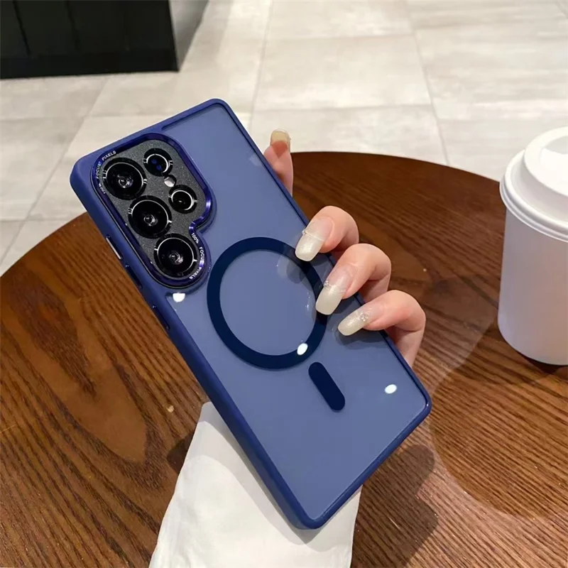 For Samsung Galaxy S26 Ultra Magnetic Case TPU + Acrylic Hybrid Phone Shell - Blue