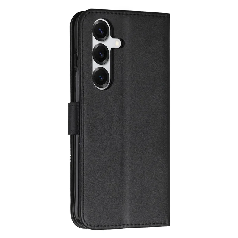 Leather Phone Case For Samsung Galaxy S26+ Foldable Stand Wallet Flip Cover with Strap - Black