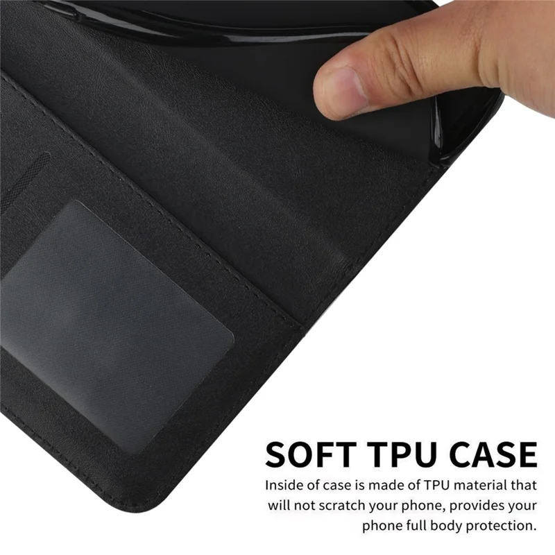 Leather Phone Case For Google Pixel 10a Foldable Stand Wallet Flip Cover with Strap - Black
