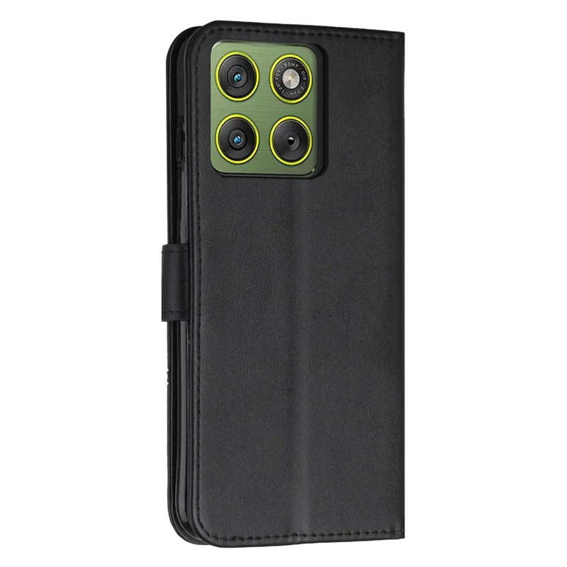 Leather Phone Case For Motorola Edge 70 5G Foldable Stand Wallet Flip Cover with Strap - Black