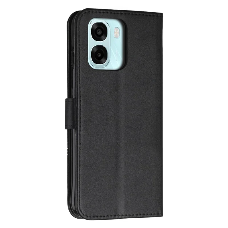 Leather Phone Case For Oppo A6x 5G  /  A6 5G Foldable Stand Wallet Flip Cover with Strap - Black