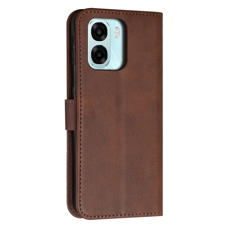 Leather Phone Case For Oppo A6x 5G / A6x 4G / A6x 5G (India) / A6s 5G / A6 4G / A6 5G (Global) / A6t 4G / A6t 5G / A6t Pro 4G (Global) / A6c 4G  Foldable Stand Wallet Flip Cover with Strap - Brown