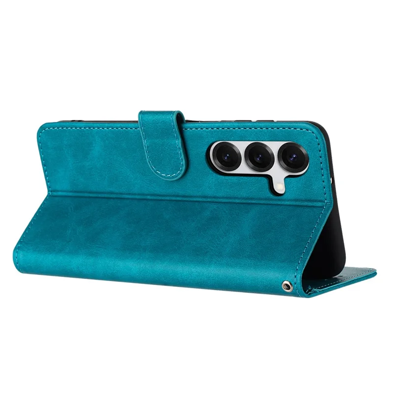 Wallet Case For Samsung Galaxy S26  /  S26 Pro Flip Stand Calf Texture PU Leather Phone Cover with Strap - Green