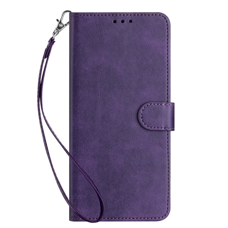 For Samsung Galaxy S26+ Wallet Case Flip Stand Calf Texture PU Leather Phone Cover with Strap - Purple