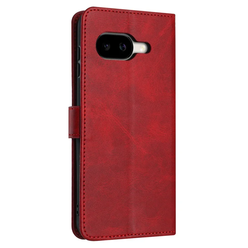 For Google Pixel 10a Wallet Case Flip Stand Calf Texture PU Leather Phone Cover with Strap - Red