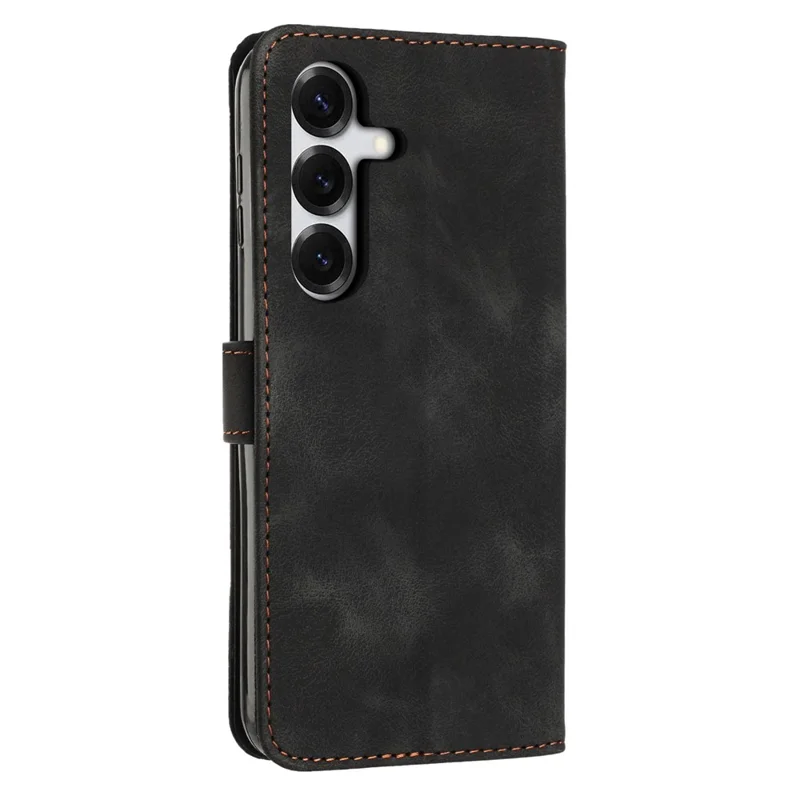 Leather Case For Samsung Galaxy S26  /  S26 Pro Imprinted Triangle Phone Cover with Hand Strap - Black