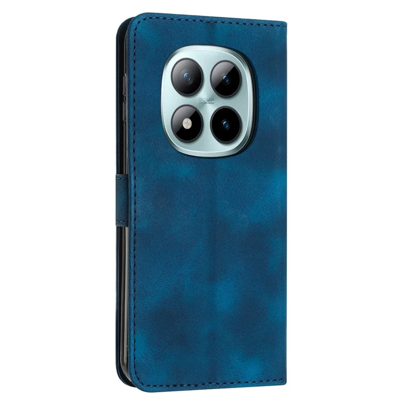 For Xiaomi Redmi Note 15 Pro 4G (Global) Leather Case Imprinted Triangle Phone Cover with Hand Strap - Blue