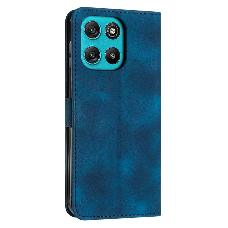 Leather Case For Motorola Moto G67 Power 5G  /  G57 Power 5G  /  G57 5G Imprinted Triangle Phone Cover with Hand Strap - Blue