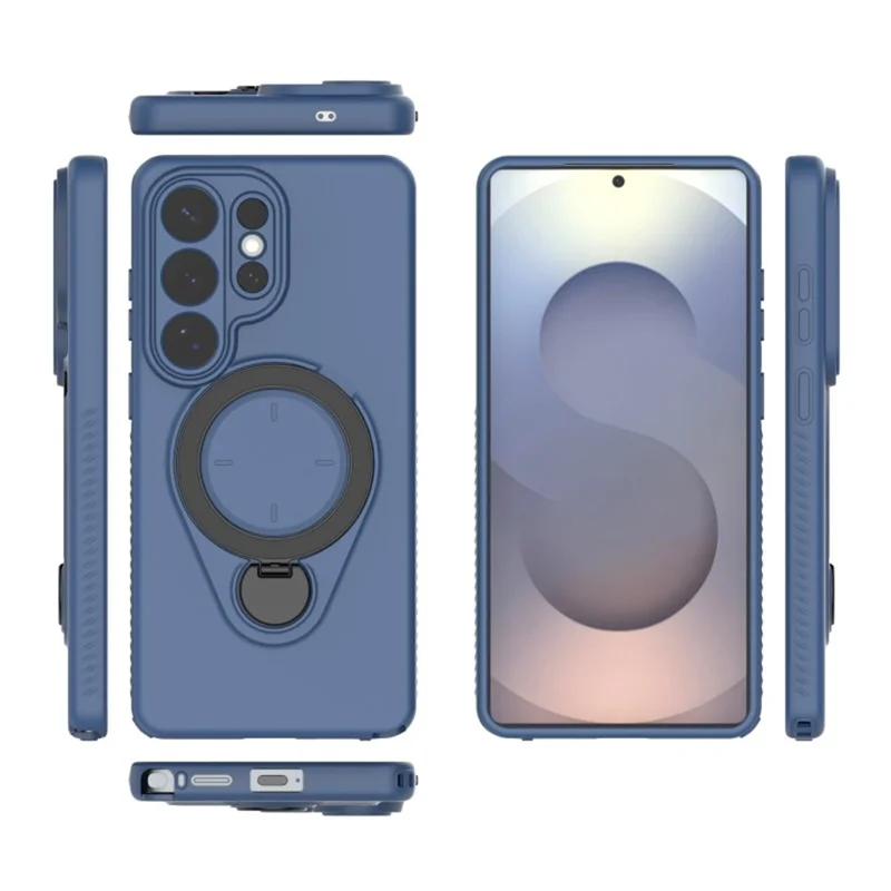 For Samsung Galaxy S26 Ultra Case with Tempered Glass WANLONFENG JH Series PC TPU Kickstand Phone Cover - Sapphire