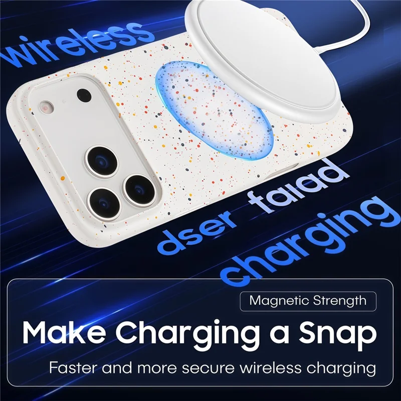 For iPhone 17 Pro Magnetic Case Colorful Spots Matte Shockproof PC Phone Cover - White