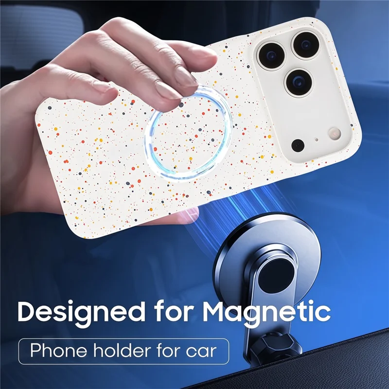 For iPhone 17 Pro Magnetic Case Colorful Spots Matte Shockproof PC Phone Cover - White