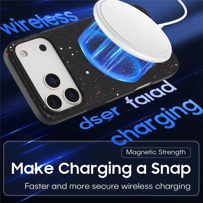 For iPhone Air Magnetic Case Colorful Spots Matte Shockproof PC Phone Cover - Black