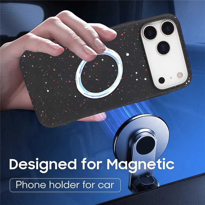 For iPhone Air Magnetic Case Colorful Spots Matte Shockproof PC Phone Cover - Black