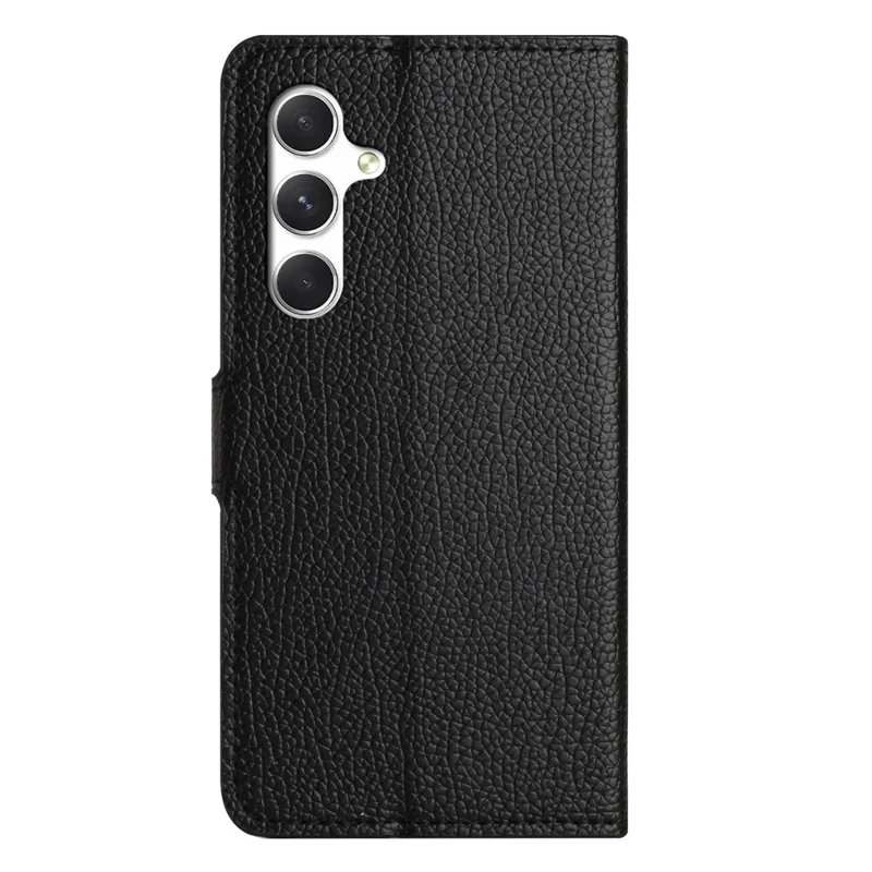 For Samsung Galaxy S26 Case PU Leather Wallet Phone Cover Litchi Texture, Black