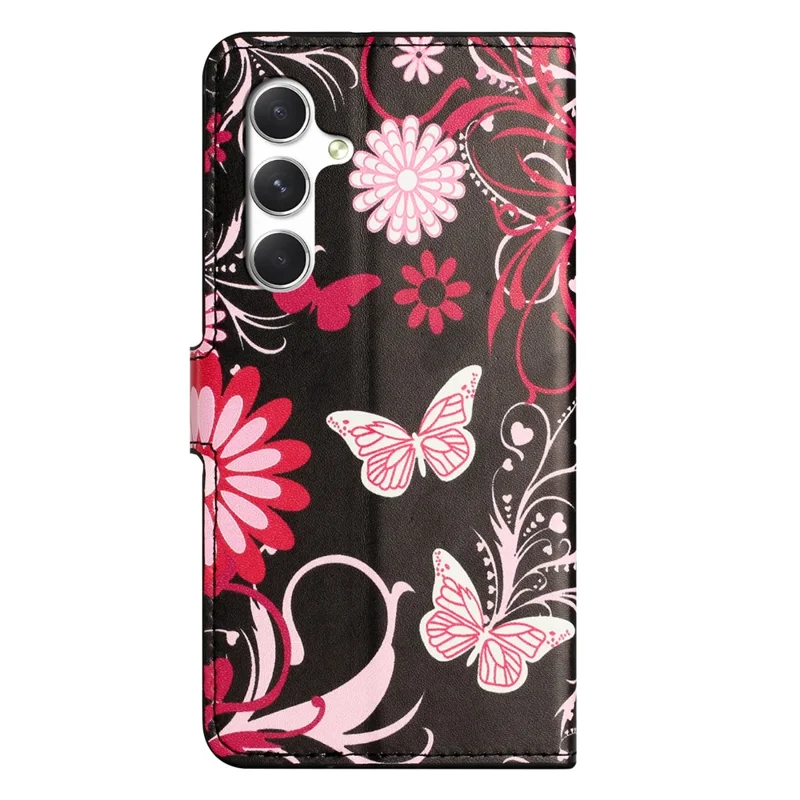For Samsung Galaxy S26 Case Pattern Print PU Leather Wallet Phone Cover - Black Butterfly
