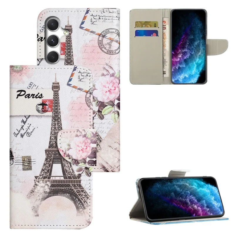 For Samsung Galaxy S26 Case Pattern Printing Cross Texture Leather Phone Cover - Tower