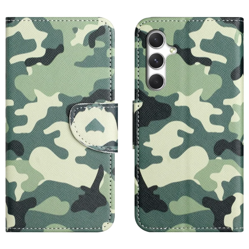 For Samsung Galaxy S26+ Case Pattern Printing Cross Texture Leather Phone Cover - Camouflage