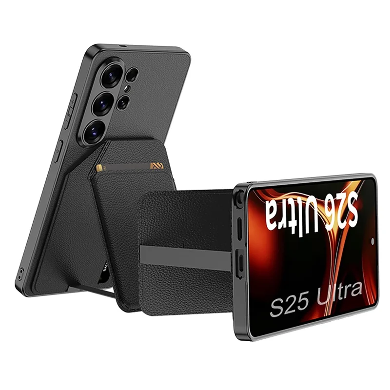 GKK Custodia per Samsung Galaxy S26 Ultra in PU Pelle con Supporto per Schede Staccabile, Supporto KickStand, Cover Posteriore in PC - Arancione Titanio