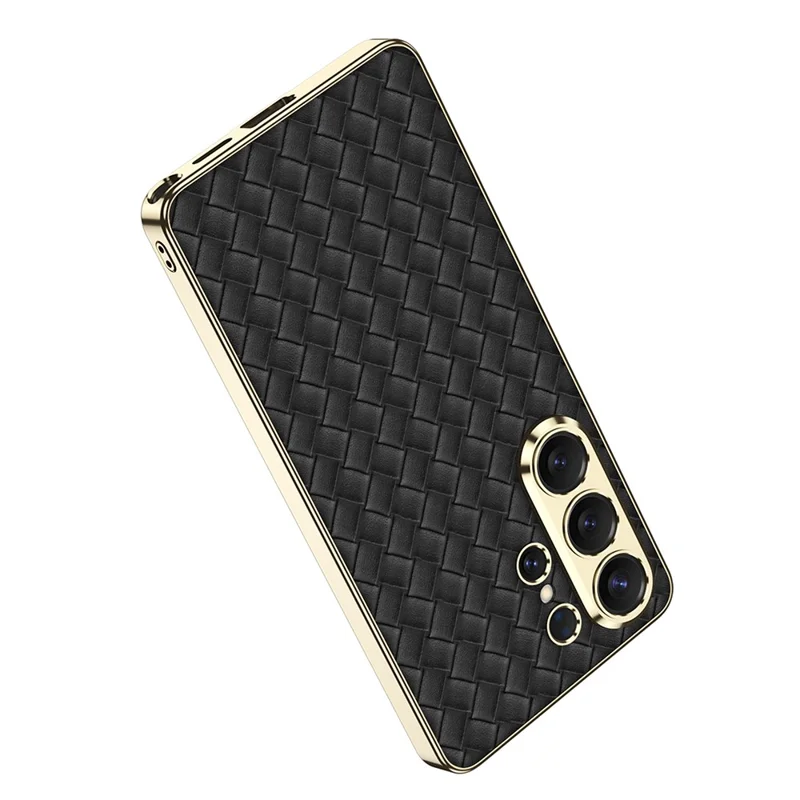 GKK For Samsung Galaxy S26 Ultra Cases Electroplating PU+TPU+PC Cell Phone Cover Woven Texture - White