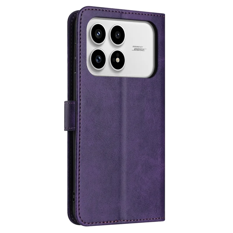 For Xiaomi Poco F8 Pro Wallet Case Flip Stand Calf Texture PU Leather Phone Cover with Strap - Purple