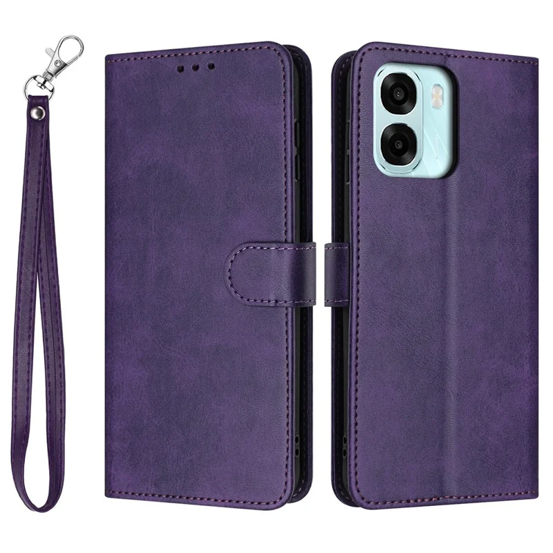 For Oppo A6x 5G  /  A6x 4G  /  A6 5G Wallet Case Flip Stand Calf Texture PU Leather Phone Cover with Strap - Purple