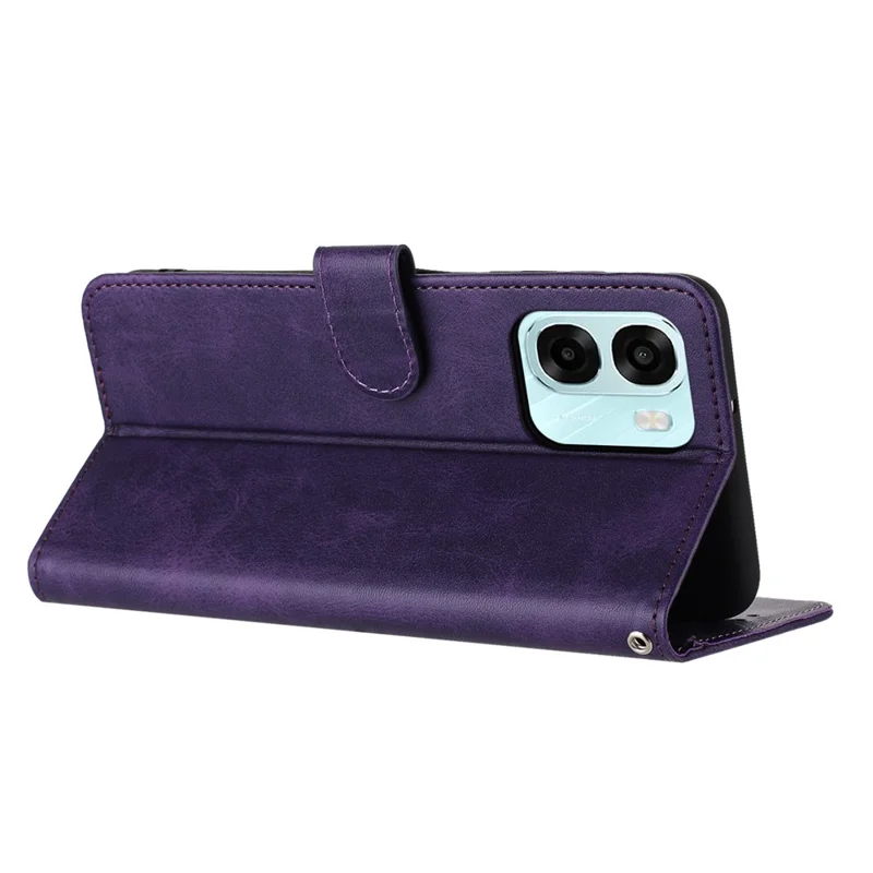 For Oppo A6x 5G  /  A6x 4G  /  A6 5G Wallet Case Flip Stand Calf Texture PU Leather Phone Cover with Strap - Purple