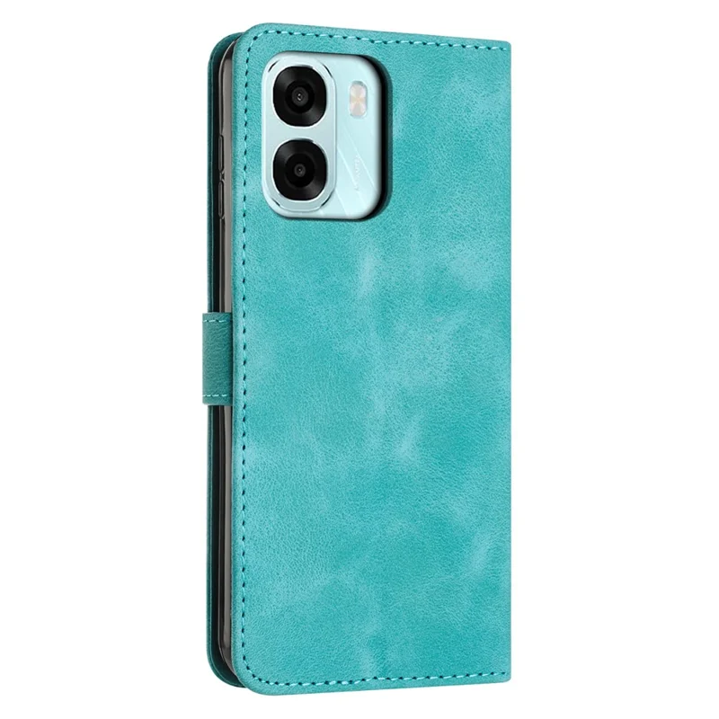 Leather Case For Oppo A6x 5G / A6x 4G / A6 5G Imprinted Triangle Phone Cover with Hand Strap - Green