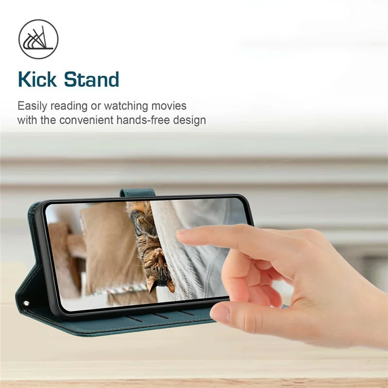 For Xiaomi Poco F8 Ultra / Redmi K90 Pro Max 5G Wallet Case Cats Imprint Leather Phone Cover with Strap - Blackish Green