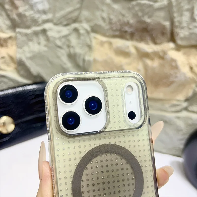 For iPhone 17 Pro Magnetic Case IMD Sparkling Decor TPU + PC Phone Cover - Green