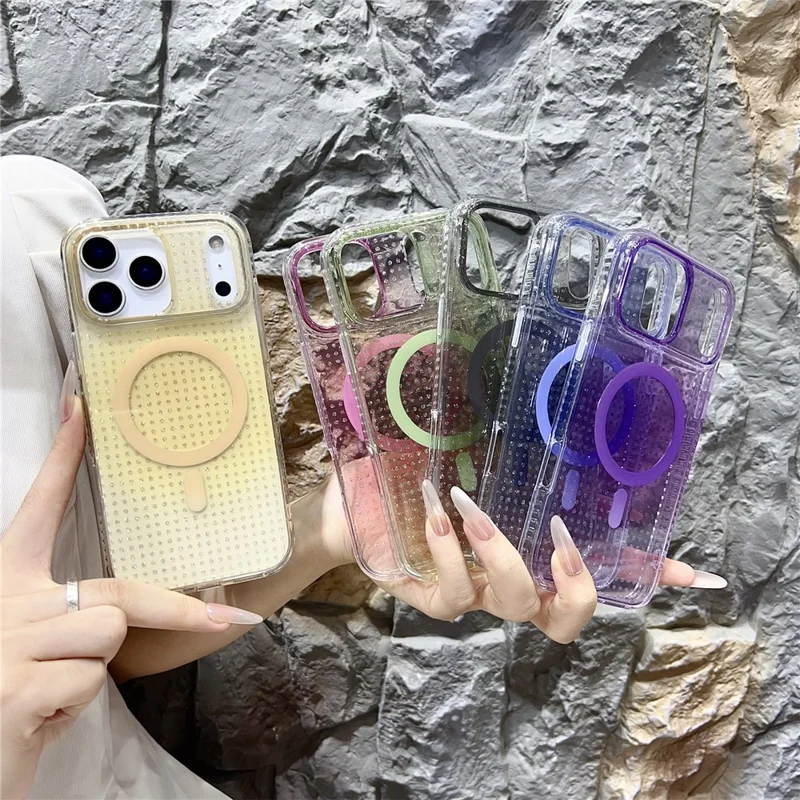 For iPhone 17 Pro Magnetic Case IMD Sparkling Decor TPU + PC Phone Cover - Green