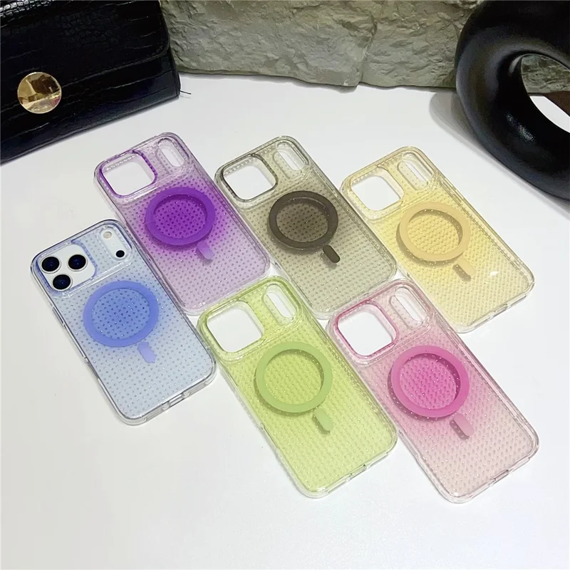 For iPhone 17 Pro Max Magnetic Case IMD Sparkling Decor TPU + PC Phone Cover - Green