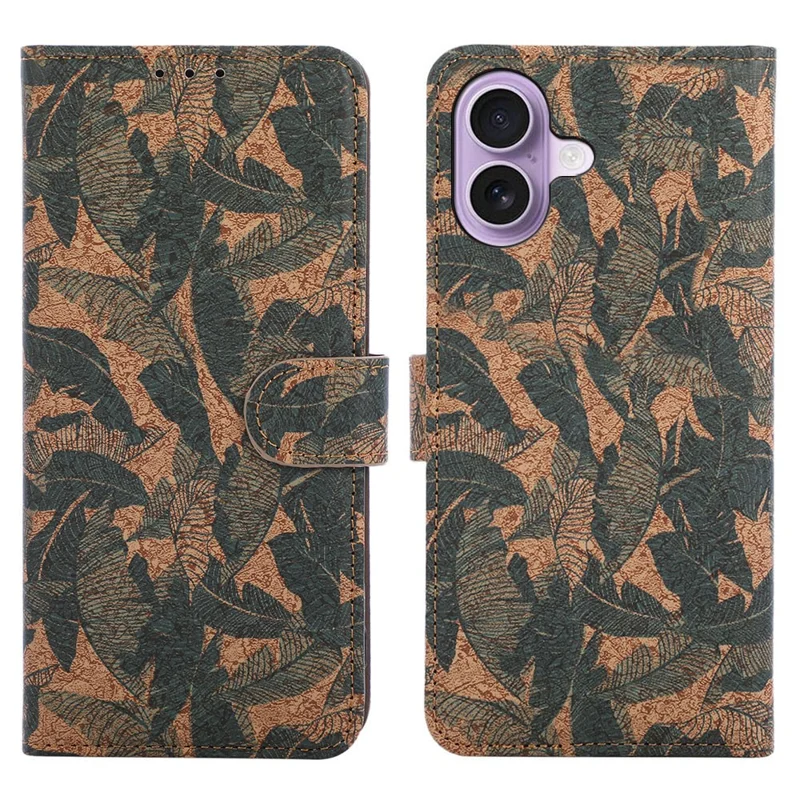 For iPhone 17 Leather Wallet Case Bohemian-style TPU PU Phone Cover with Stand - Autumn Leaves