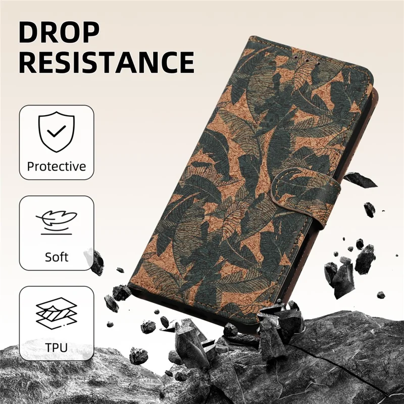 For iPhone 17 Leather Wallet Case Bohemian-style TPU PU Phone Cover with Stand - Autumn Leaves