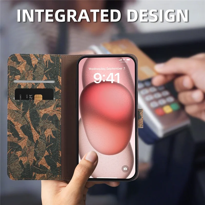 For iPhone 17 Pro Leather Wallet Case Bohemian-style TPU PU Phone Cover with Stand - Autumn Leaves