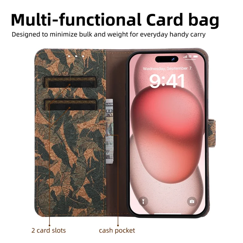 For Samsung Galaxy A57 5G Leather Wallet Case Bohemian-style TPU PU Phone Cover with Stand - Autumn Leaves