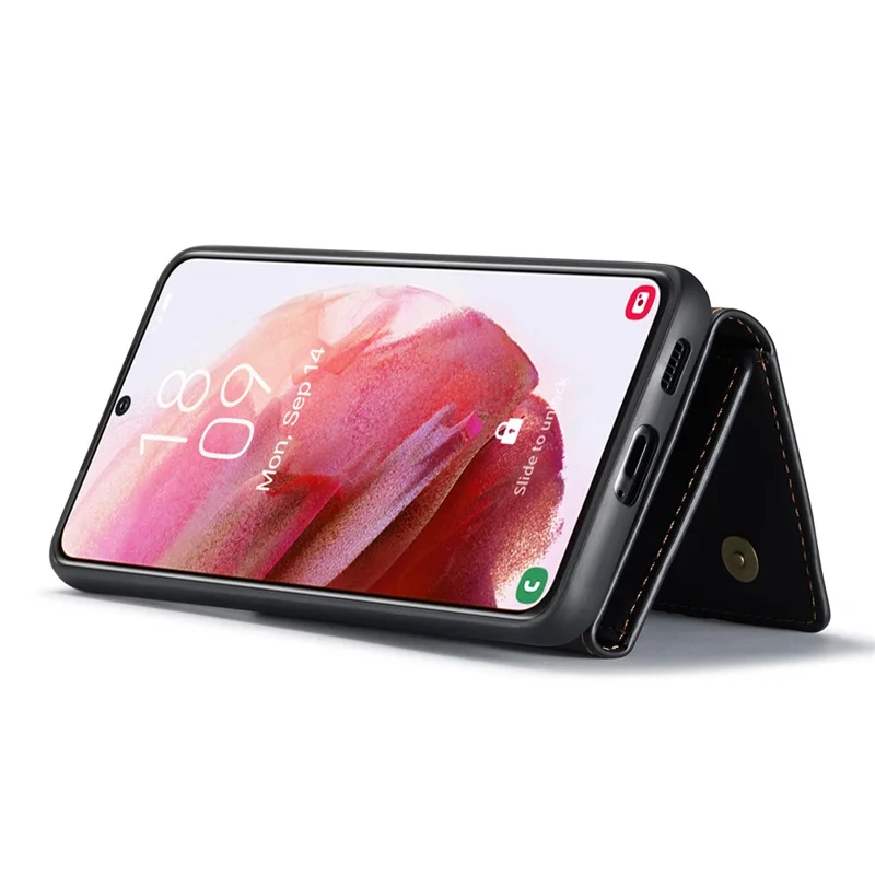 DG.MING M1 Series Shockproof Case for Samsung Galaxy S23 Detachable Magnetic Absorption Wallet + PU Leather Coated Phone Case with Kickstand - Black