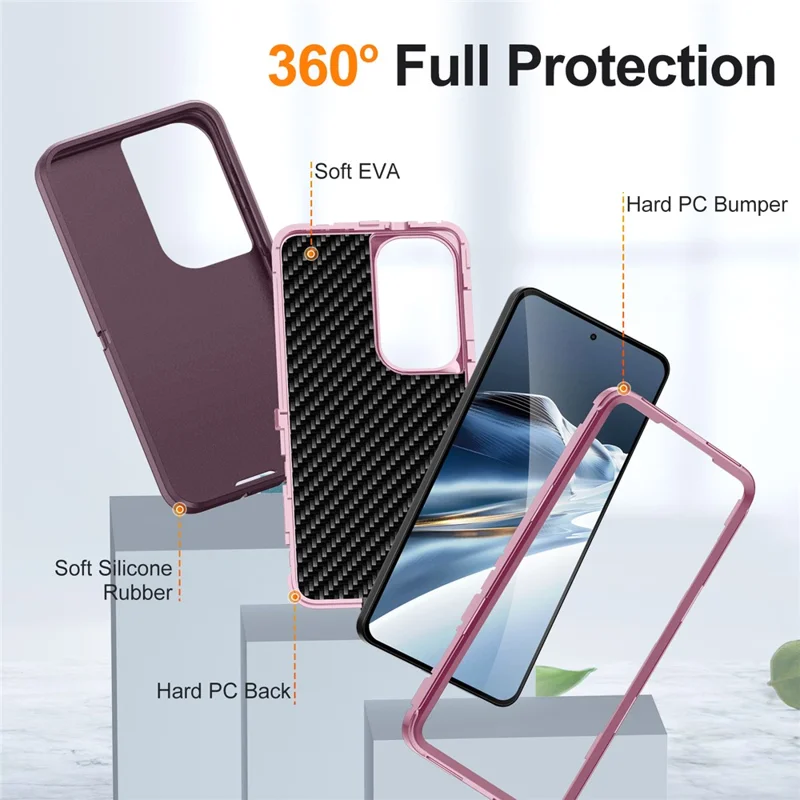 For Samsung Galaxy S26+ Case PC + Silicone + EVA Drop Protection Phone Cover -  Purple + Pink