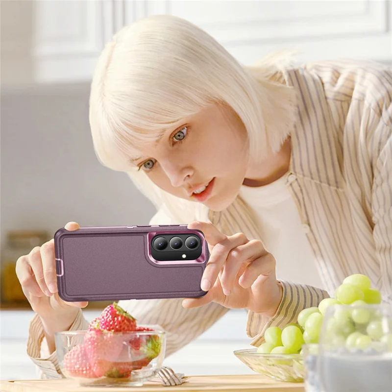 For Samsung Galaxy S26+ Case PC + Silicone + EVA Drop Protection Phone Cover -  Purple + Pink