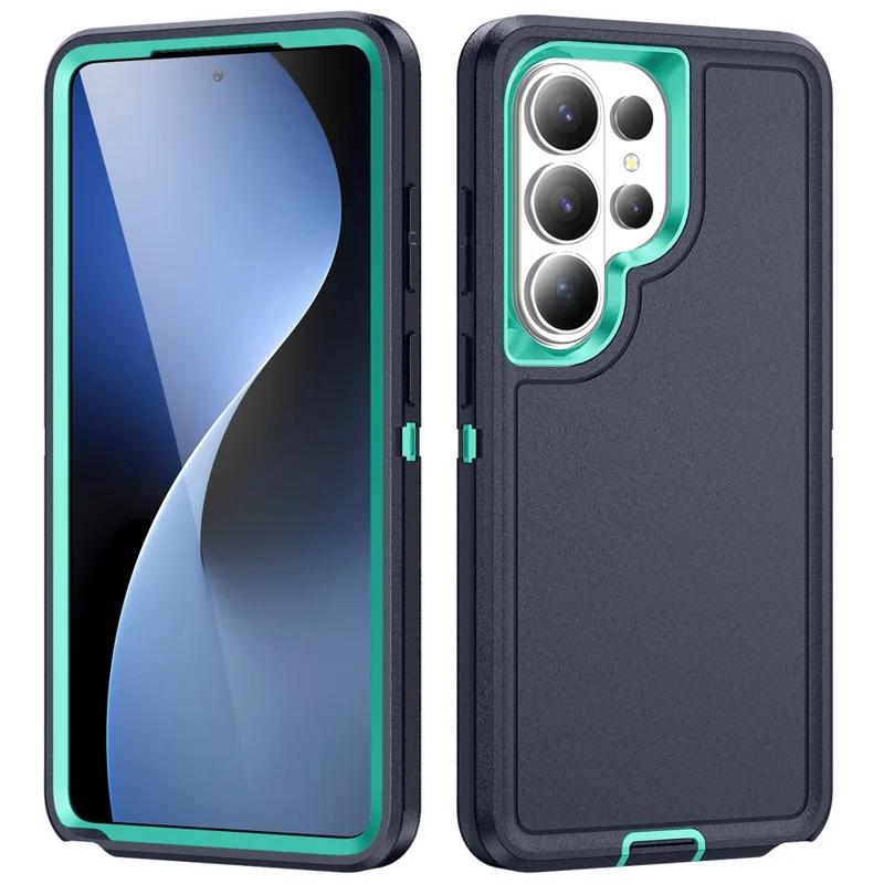 For Samsung Galaxy S26 Ultra Case PC + Silicone + EVA Drop Protection Phone Cover - Black + Cyan