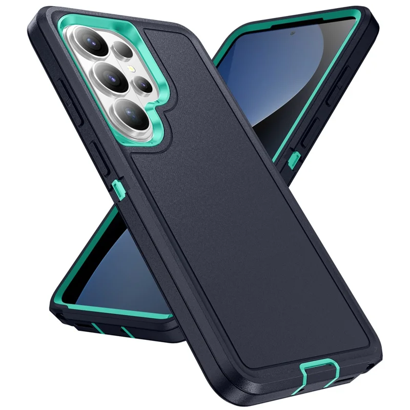 For Samsung Galaxy S26 Ultra Case PC + Silicone + EVA Drop Protection Phone Cover - Black + Cyan