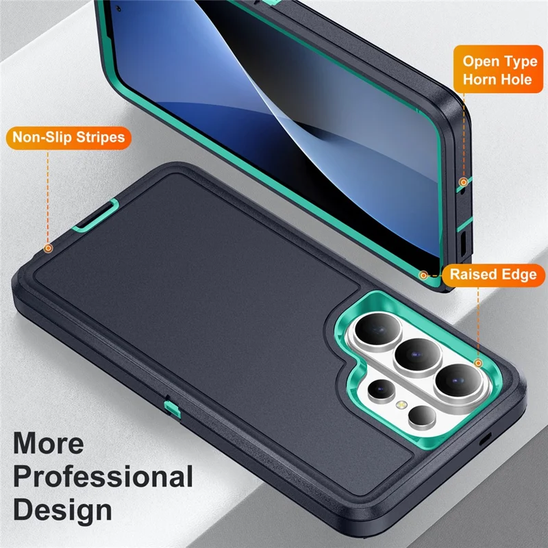 For Samsung Galaxy S26 Ultra Case PC + Silicone + EVA Drop Protection Phone Cover - Black + Cyan