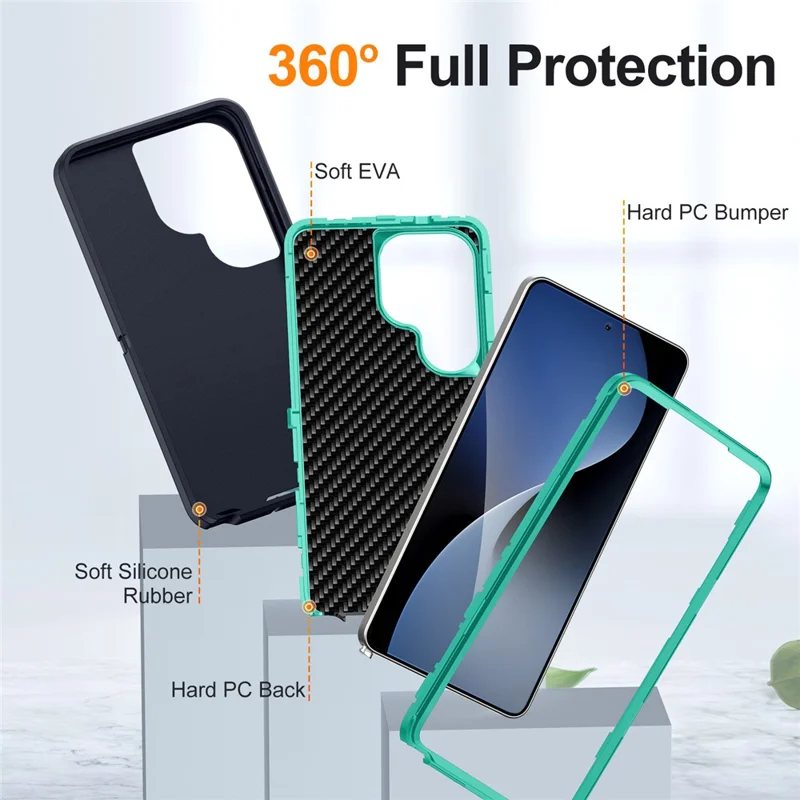For Samsung Galaxy S26 Ultra Case PC + Silicone + EVA Drop Protection Phone Cover - Black + Cyan