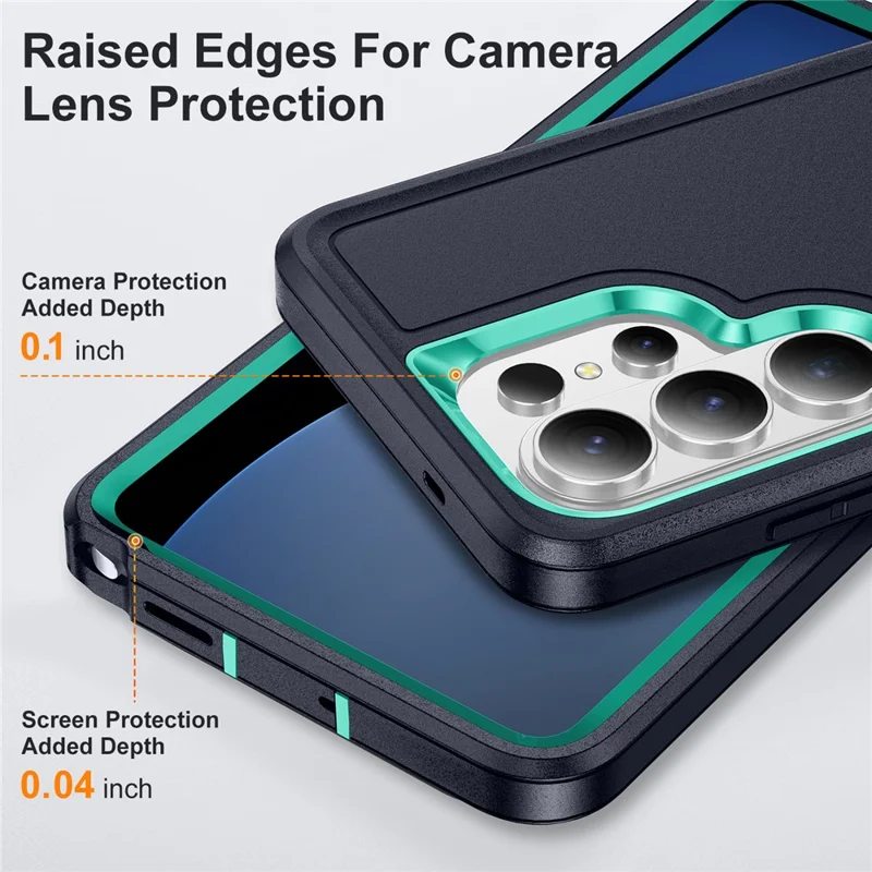 For Samsung Galaxy S26 Ultra Case PC + Silicone + EVA Drop Protection Phone Cover - Black + Cyan