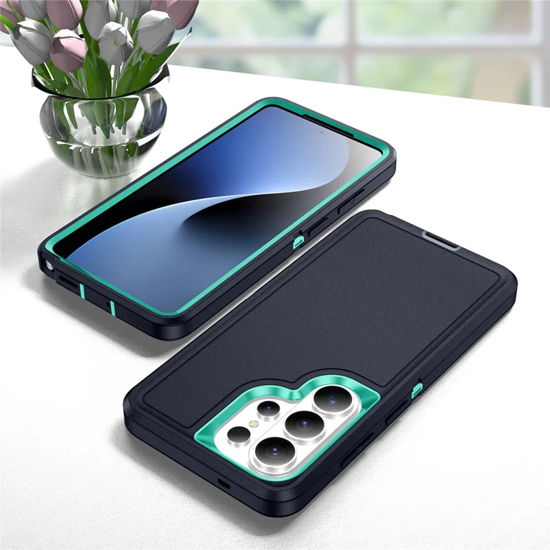 For Samsung Galaxy S26 Ultra Case PC + Silicone + EVA Drop Protection Phone Cover - Black + Cyan