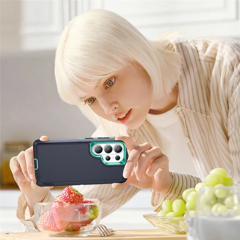 For Samsung Galaxy S26 Ultra Case PC + Silicone + EVA Drop Protection Phone Cover - Black + Cyan