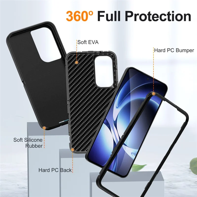 For Samsung Galaxy S25 FE Case PC + Silicone + EVA Drop Protection Phone Cover -  Black