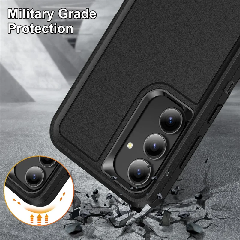 For Samsung Galaxy S25 FE Case PC + Silicone + EVA Drop Protection Phone Cover -  Black